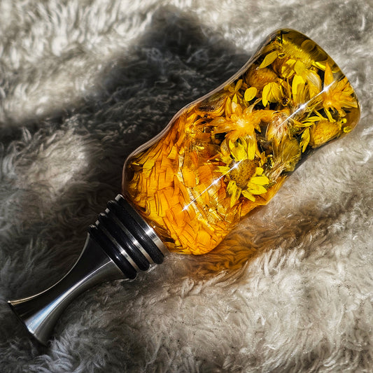 Yellow Floral Bottle Stopper