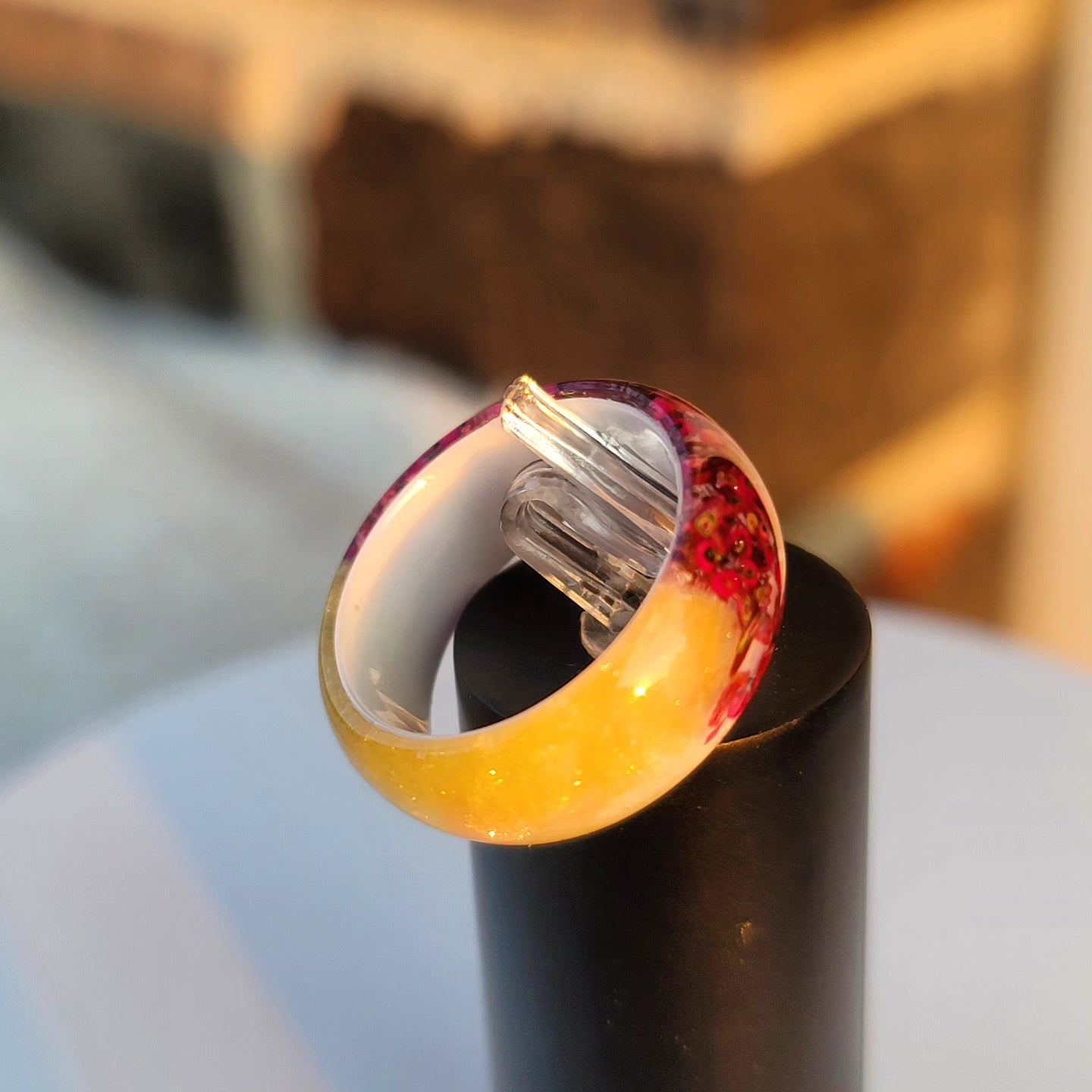 Red/Yellow Floral Ring - Size 6 – Papa J Woodworks
