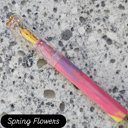 Spring Flowers/Chunky Glitter Demo Lid Fountain with Floral Finial