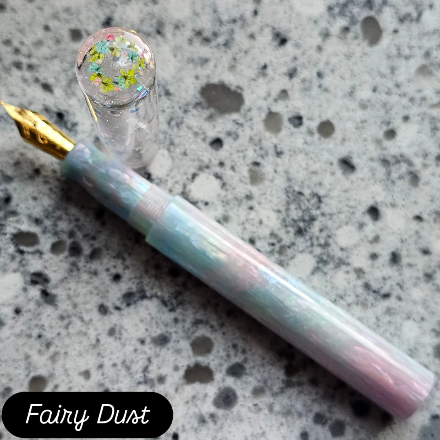 Fairy Dust/Chunky Glitter Demo Lid Fountain with Floral Finial